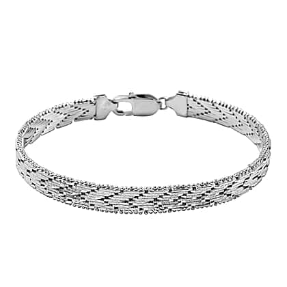 Sterling Silver Diamond Cut Chevron Bracelet (Size with