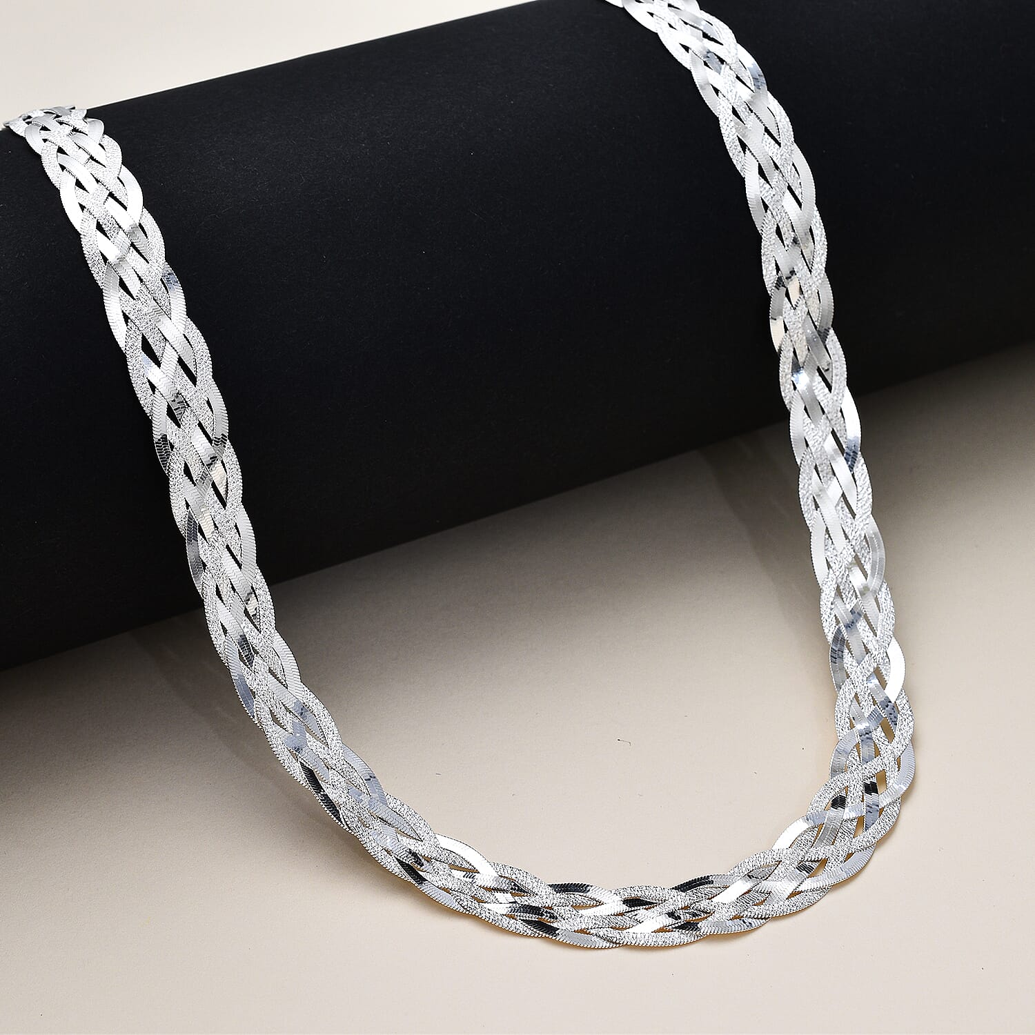 Arezzo Closeout Deal - Sterling Silver Six Strand Plaited Herringbone Necklace (Size - 20), Silver Wt. 19.8 Gms