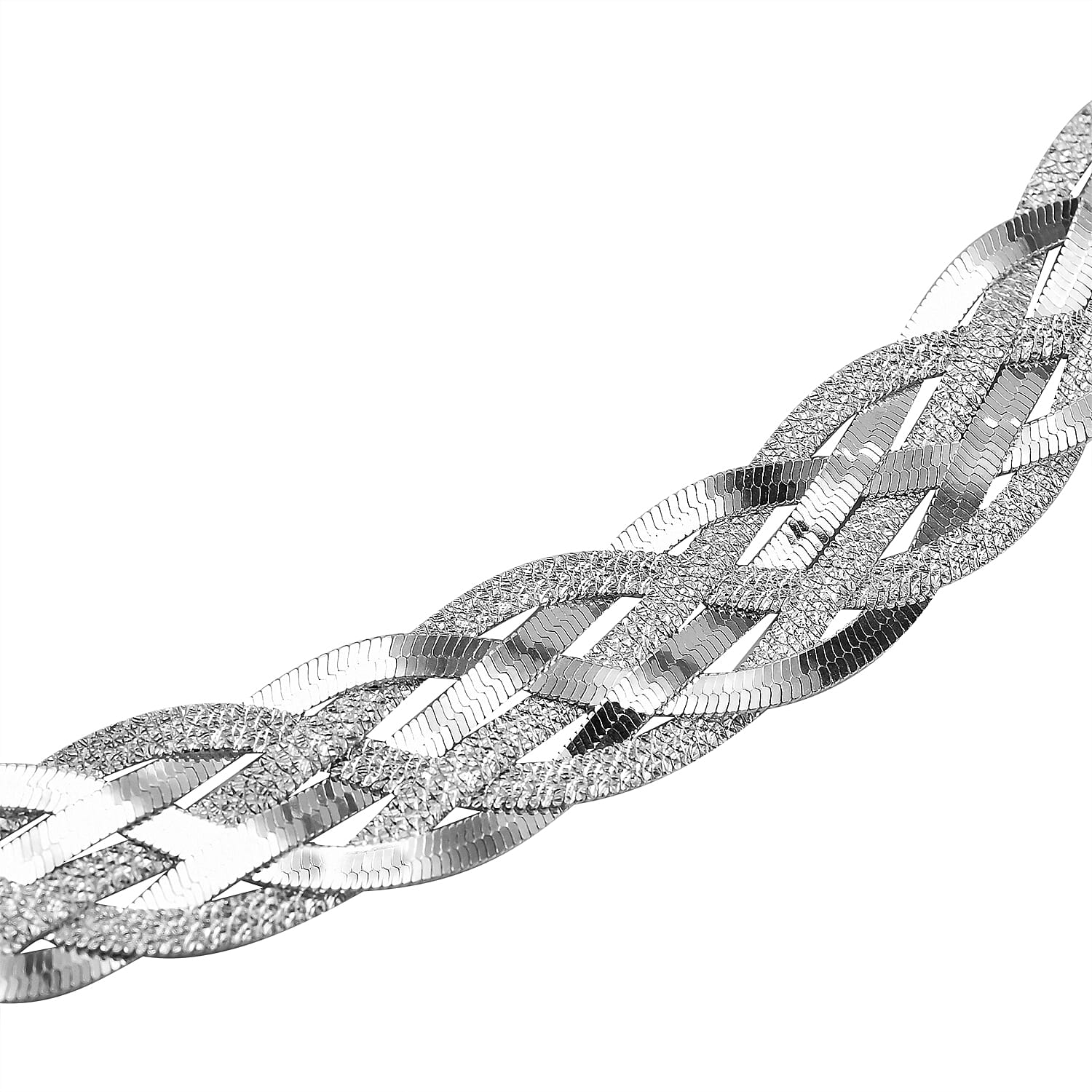 Arezzo Closeout Deal - Sterling Silver Six Strand Plaited Herringbone Necklace (Size - 20), Silver Wt. 19.8 Gms