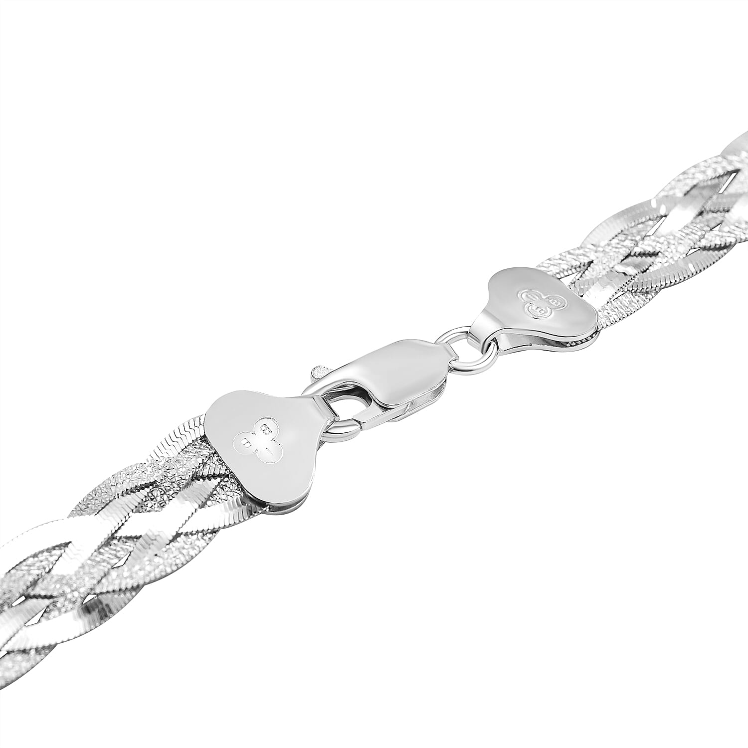 Arezzo Closeout Deal - Sterling Silver Six Strand Plaited Herringbone Necklace (Size - 20), Silver Wt. 19.8 Gms