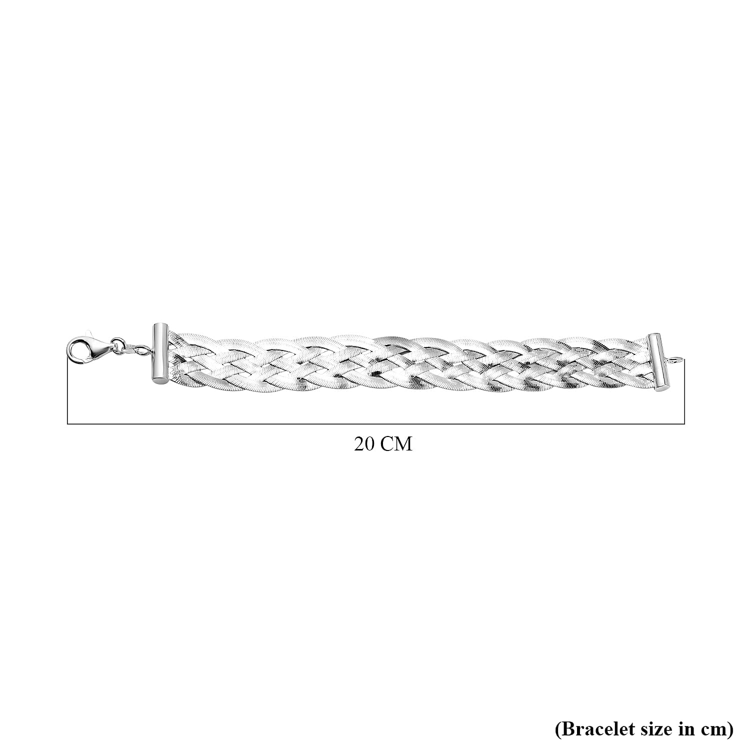 Arezzo Closeout Deal - Sterling Silver Six Strand Plaited Herringbone Bracelet (Size - 7.5) with Lobster Clasp, Silver Wt. 18.10 Gms