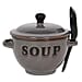 Soup Bowl with Ceramic Spoon (Size 15x15x12 cm) - Grey