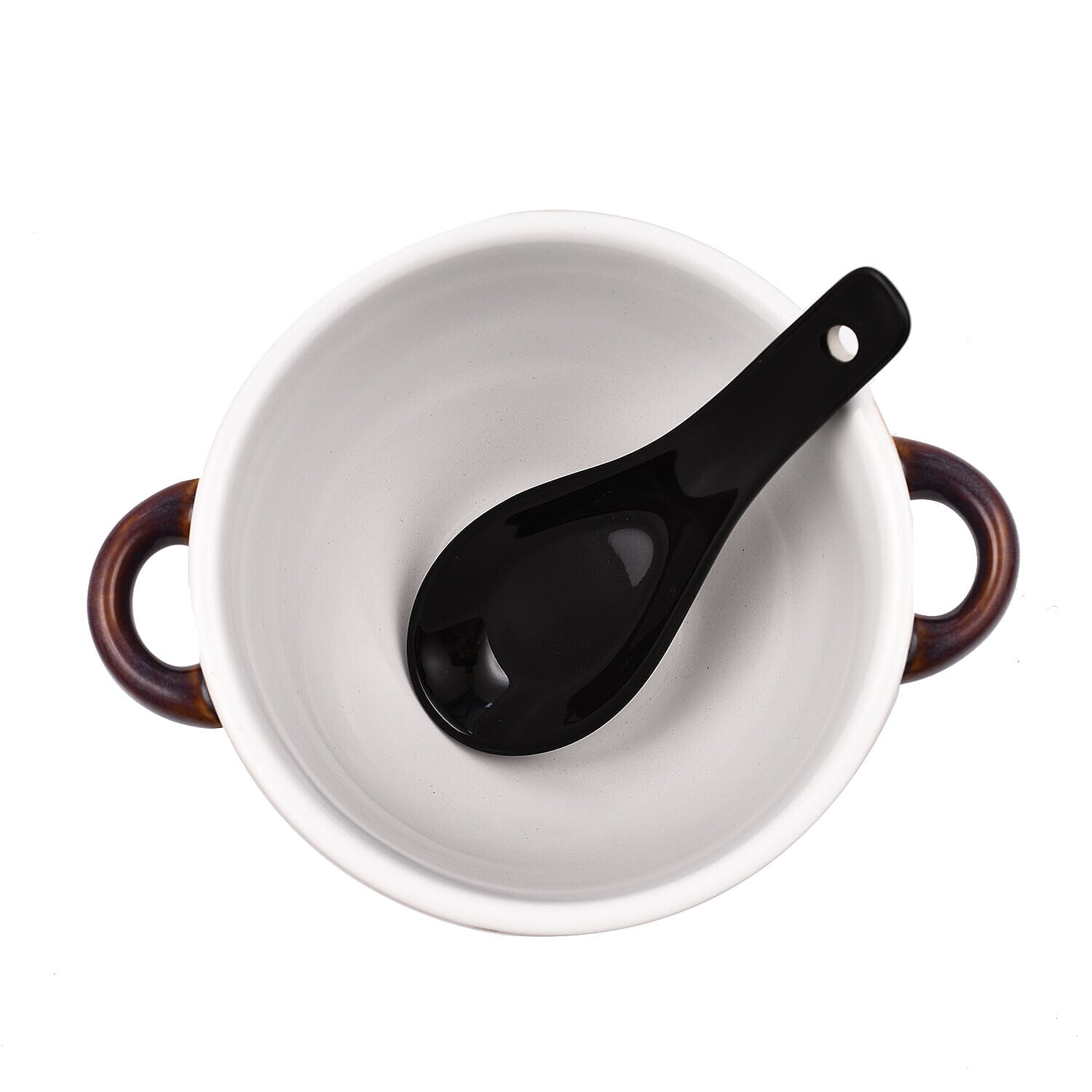 Soup Bowl with Ceramic Spoon (Size 15x15x12 cm) - Grey