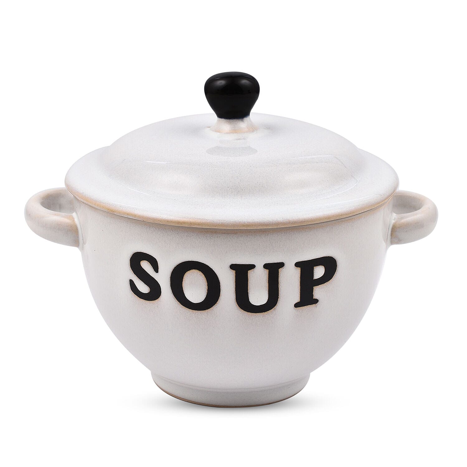 Soup Bowl with Ceramic Spoon (Size 15x15x12 cm) - White