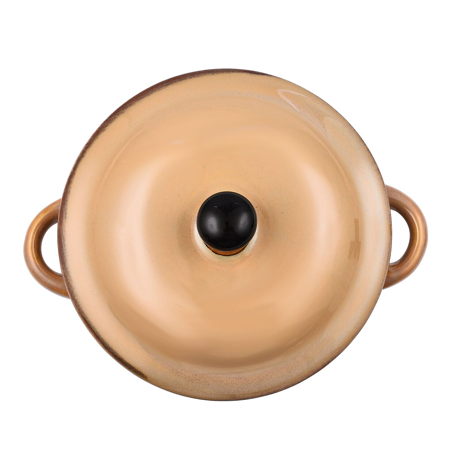 Set of 2 - Soup Bowl with Ceramic Spoon (Size 15x11 cm) - Brown