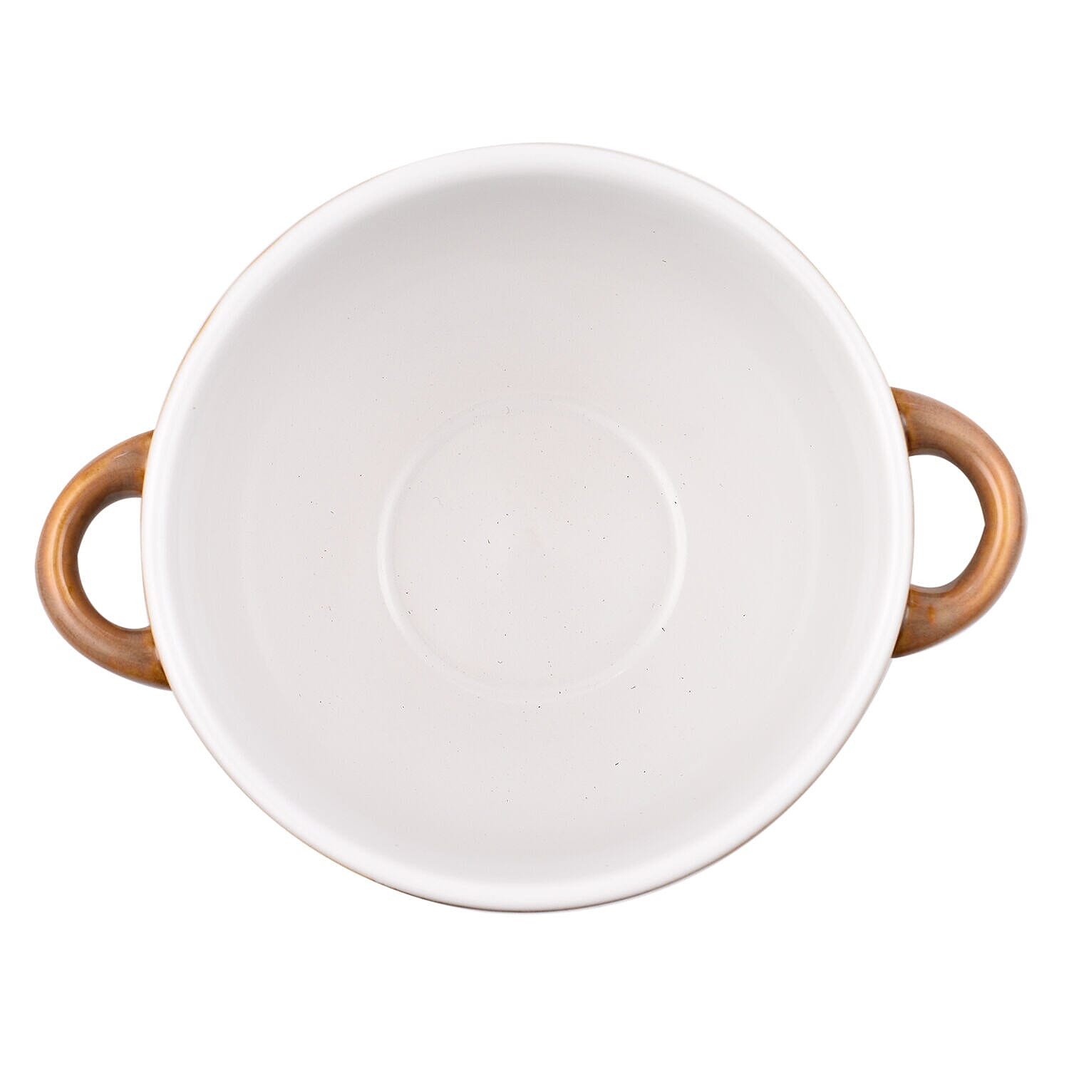 Set of 2 - Soup Bowl with Ceramic Spoon (Size 15x11 cm) - Brown
