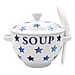 Star Pattern Soup Bowl with Ceramic Spoon (Size 15x15x12 cm) - White & Blue