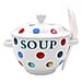 Star Pattern Soup Bowl with Ceramic Spoon (Size 15x15x12 cm) - White & Blue