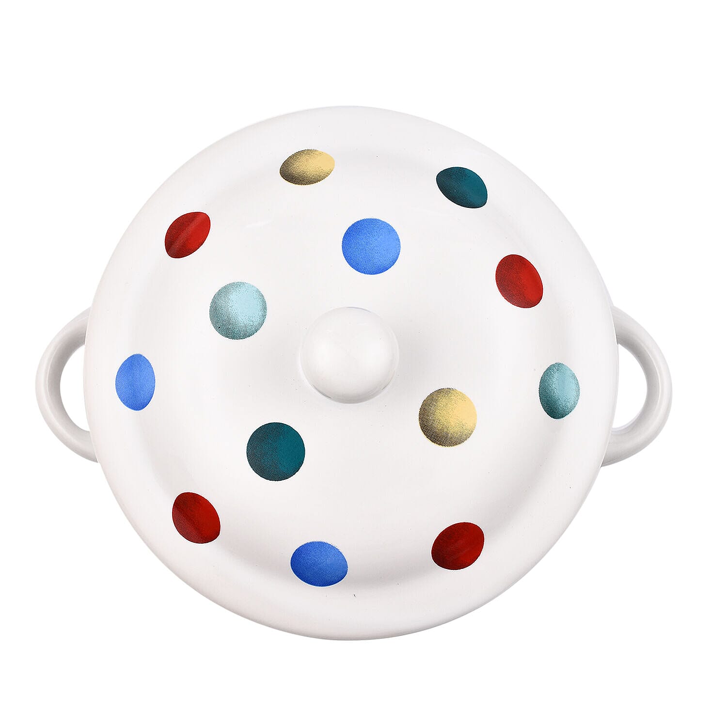 Set of 2 - Dots Pattern Soup Bowl with Ceramic Spoon (Size 15x11 cm) - White & Multi