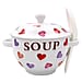 Star Pattern Soup Bowl with Ceramic Spoon (Size 15x15x12 cm) - White & Blue