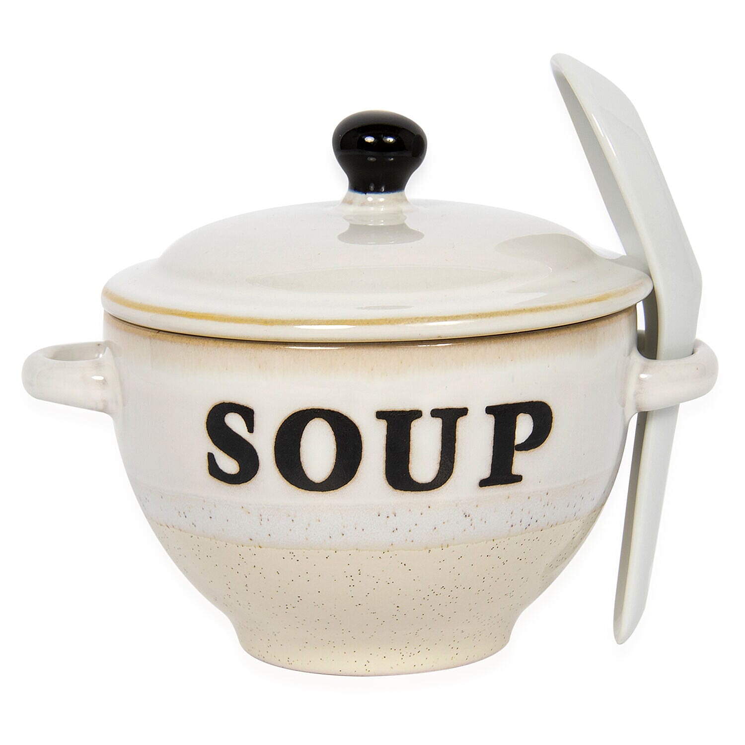 Set of 2 - Soup Bowl with Ceramic Spoon (Size 15x11 cm) - Pink