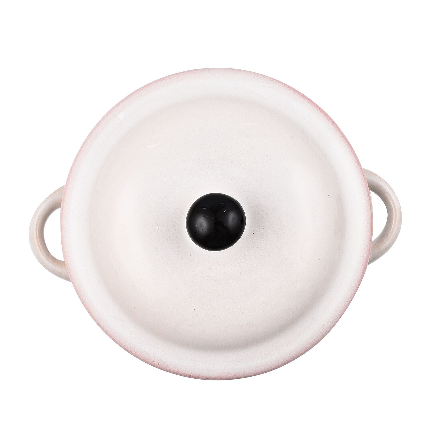 Set of 2 - Soup Bowl with Ceramic Spoon (Size 15x11 cm) - Pink