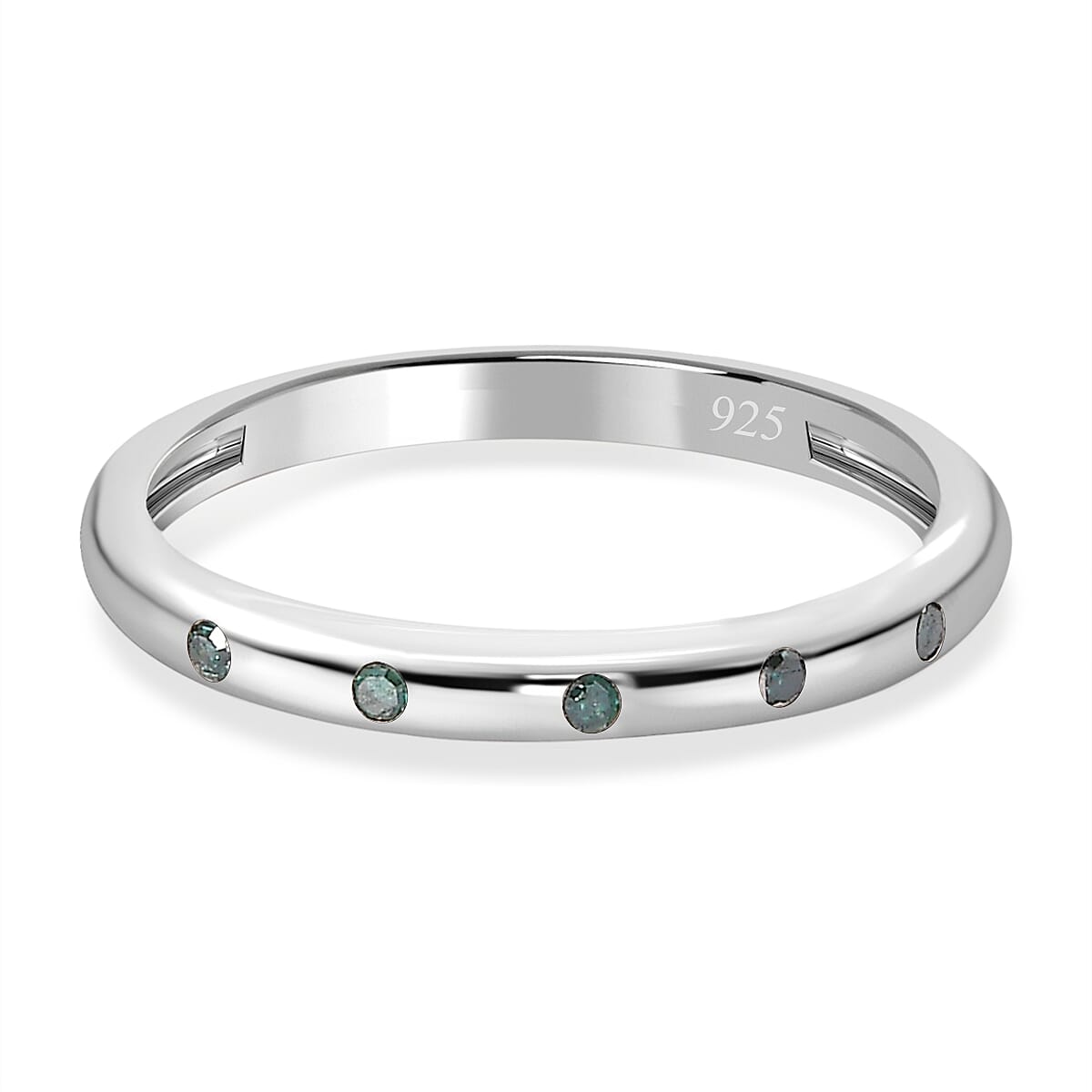 Blue Diamond Ring in Platinum Overlay Sterling Silver 0.050 Ct