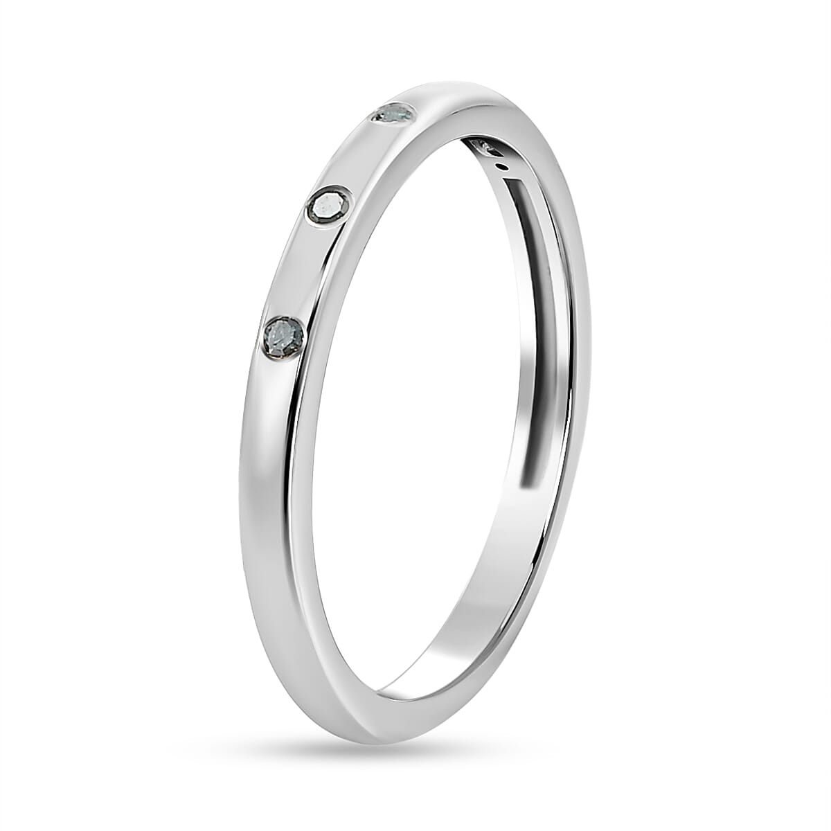 Blue Diamond Ring in Platinum Overlay Sterling Silver 0.050 Ct