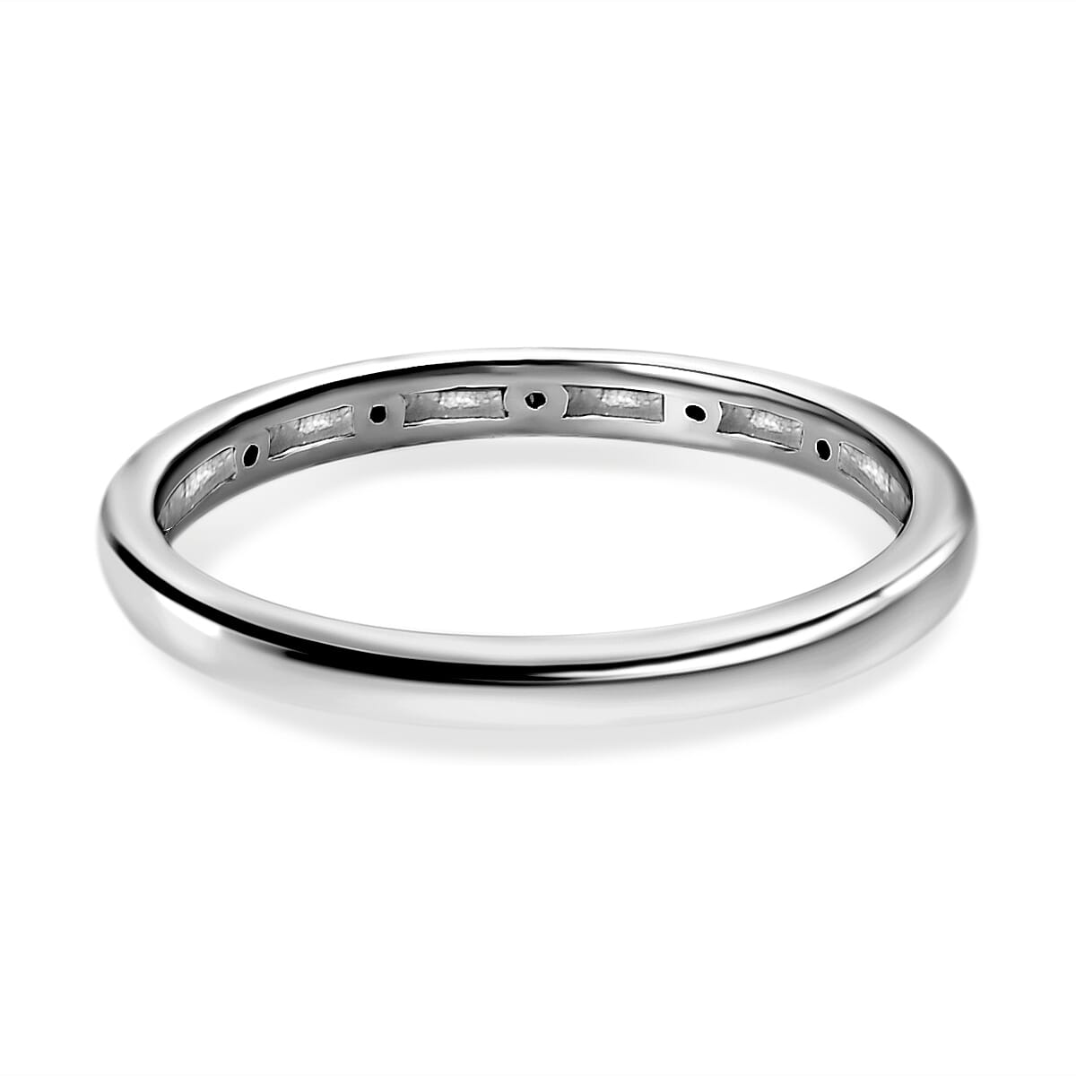 Blue Diamond Ring in Platinum Overlay Sterling Silver 0.050 Ct