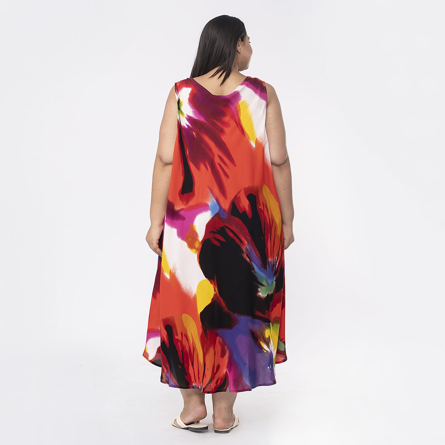 Tamsy Viscose Printed Dress (One Size) - Red