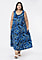 100% Viscose -Tamsy Midi Umbrella Dress with Pockets (One Size 8-18) - Blue and Black