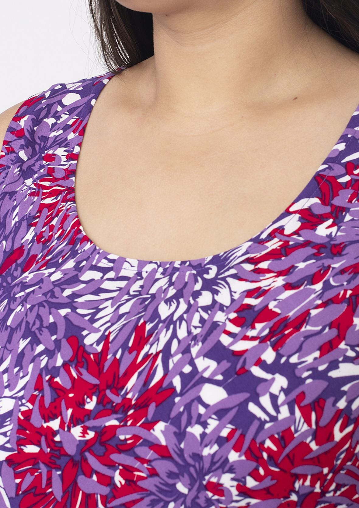 Tamsy Viscose Printed Dress (One Size) - Red