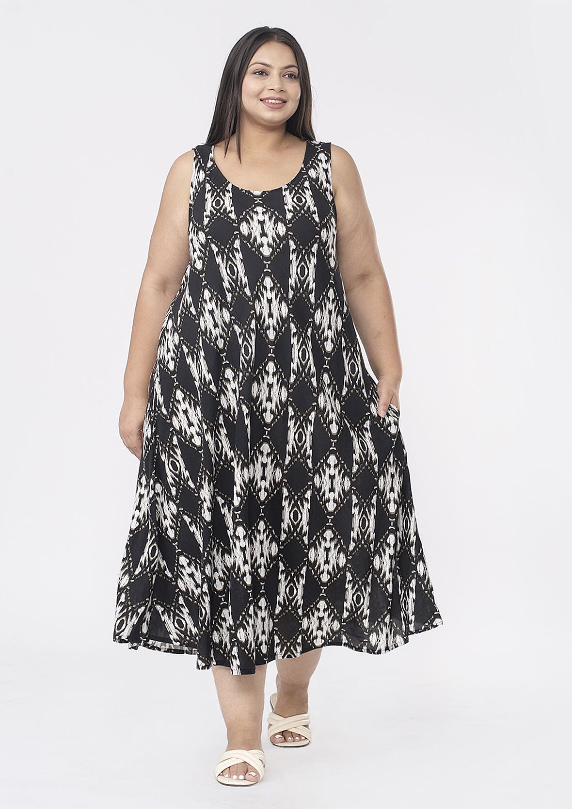 Tamsy Viscose Printed Dress (One Size) - Red