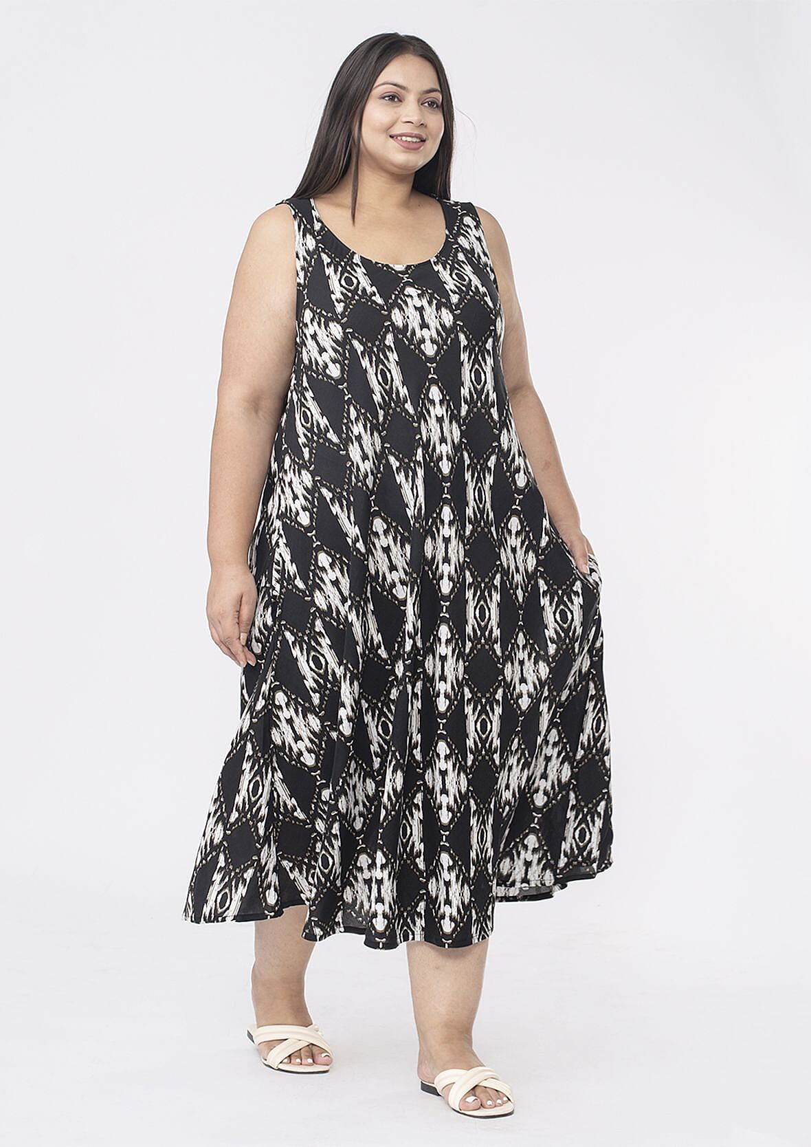 Tamsy Viscose Printed Dress (One Size) - Red