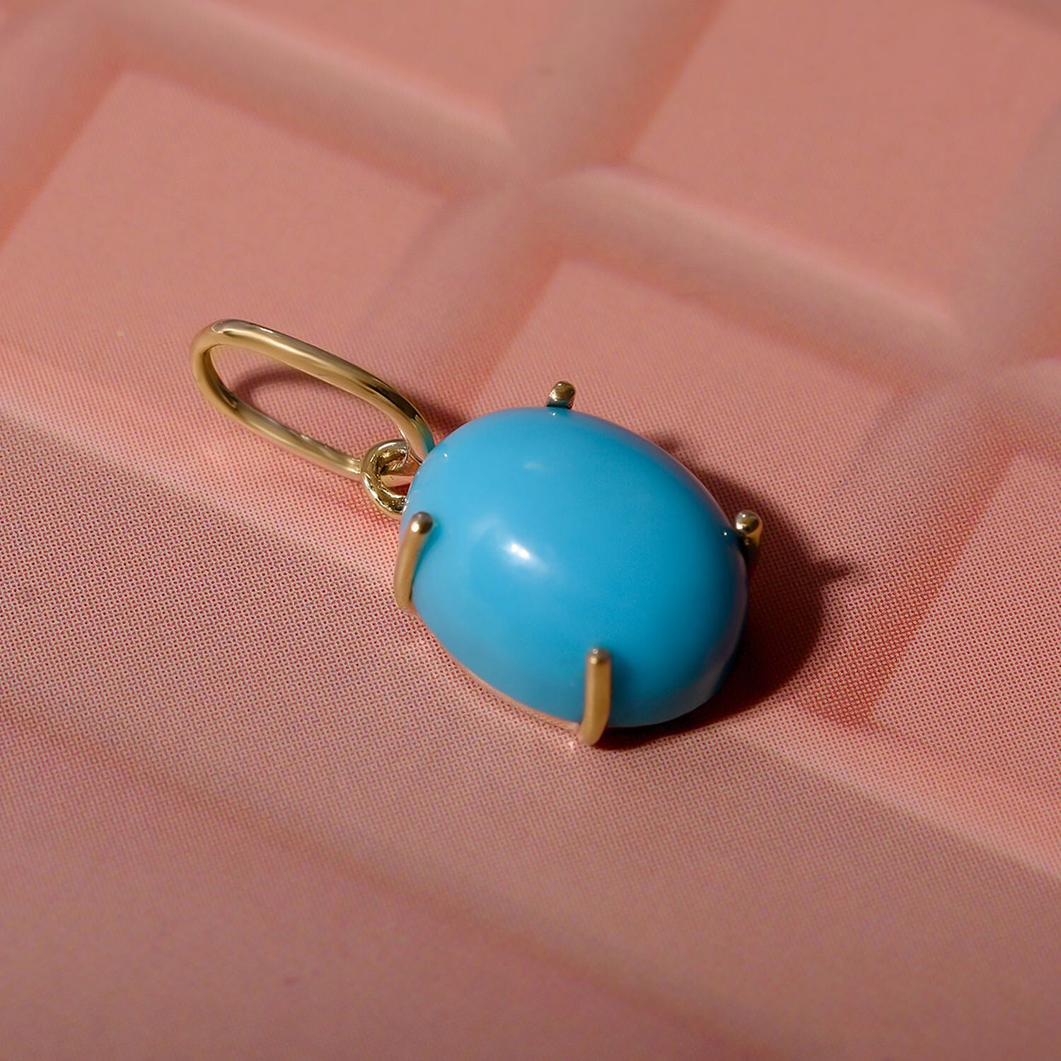 9K Yellow Gold Arizona Sleeping Beauty Turquoise Solitaire Pendant 1.62 Ct.