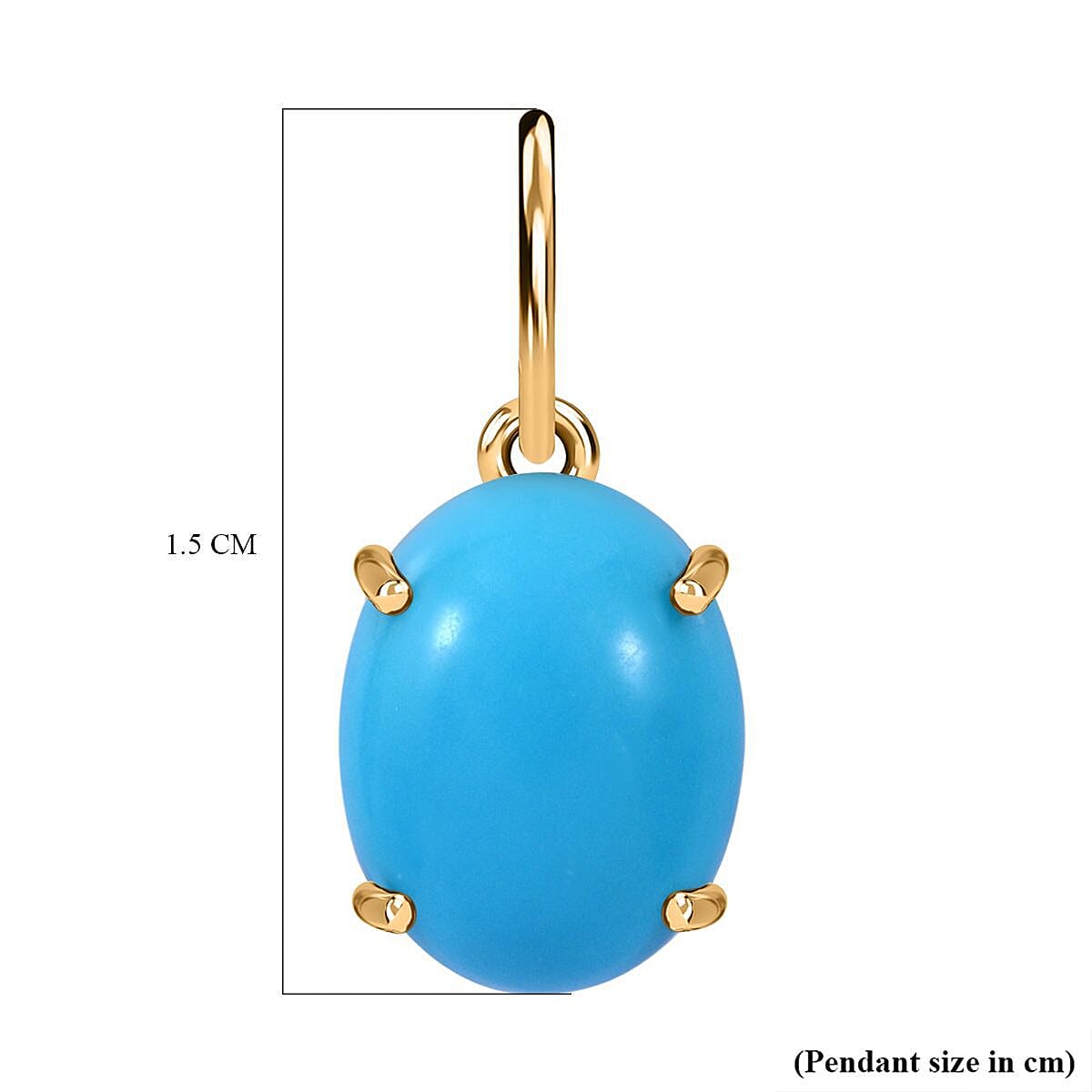 9K Yellow Gold Arizona Sleeping Beauty Turquoise Solitaire Pendant 1.62 Ct.