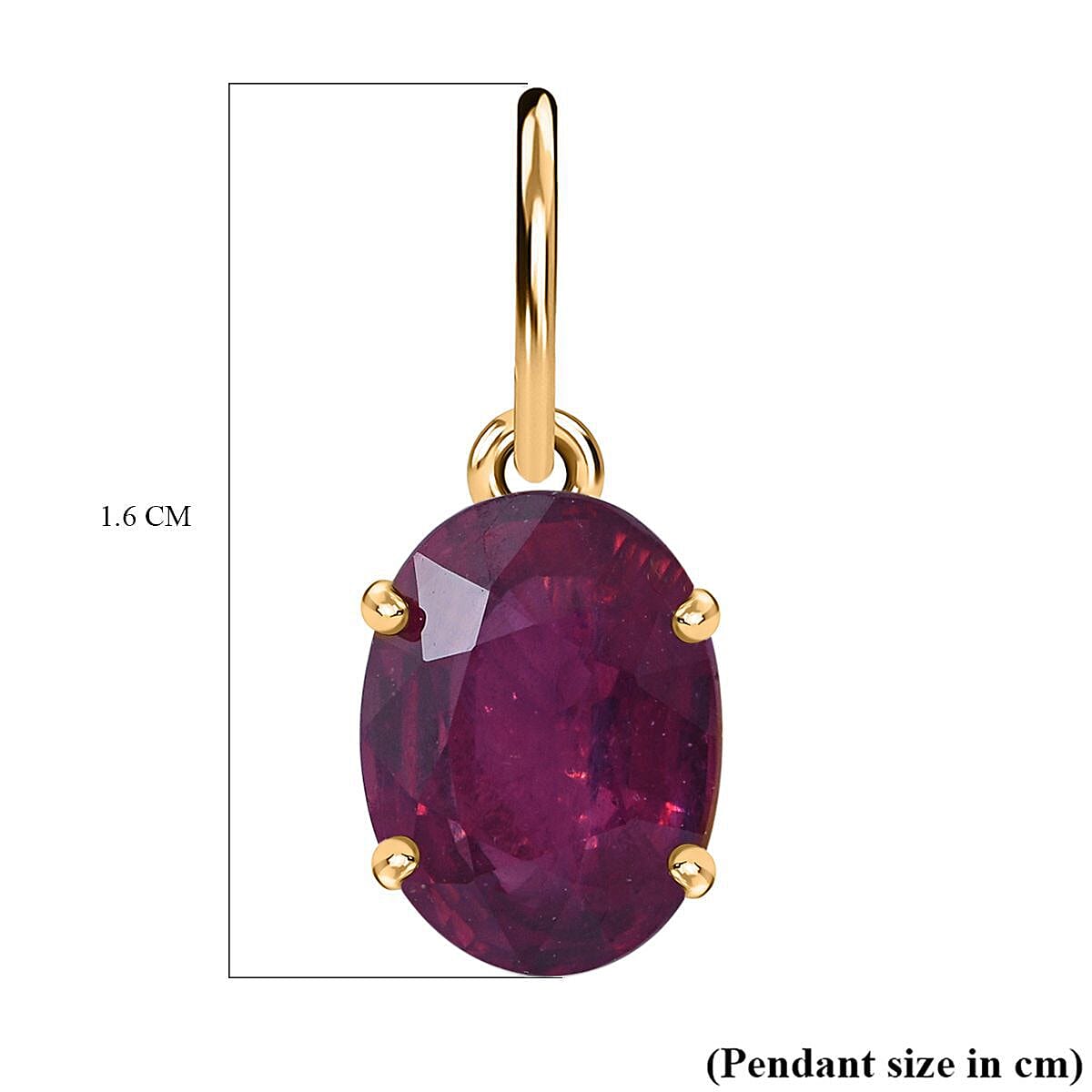 9K Yellow Gold African Ruby Pendant 1.94 Ct.