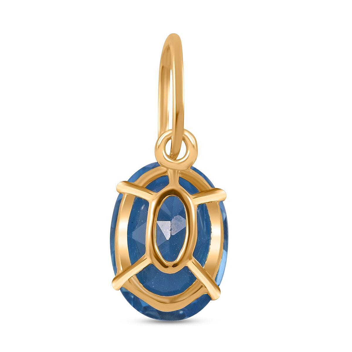 9K Yellow Gold AA Electric Blue Topaz Pendant 1.60 Ct.