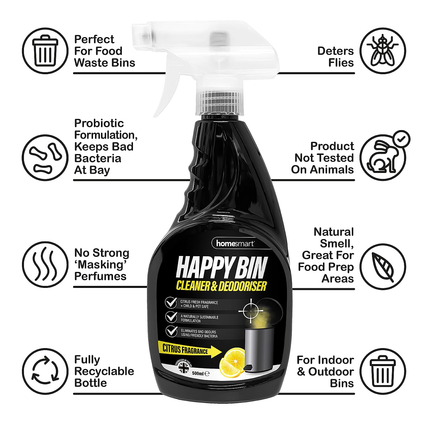 Home Smart Happy Bin Cleaner-Deodoriser - 500ml Home Smart Happy Bin Cleaner-Deodoriser - 500ml