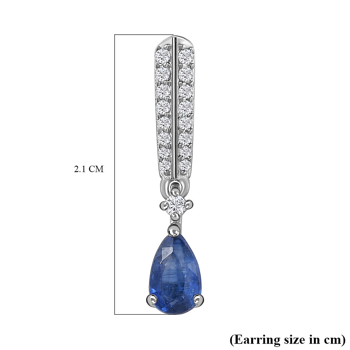 Kashmir Blue Kyanite and Natural Zircon Stud Earrings in Platinum Overlay Sterling Silver 1.28 Ct