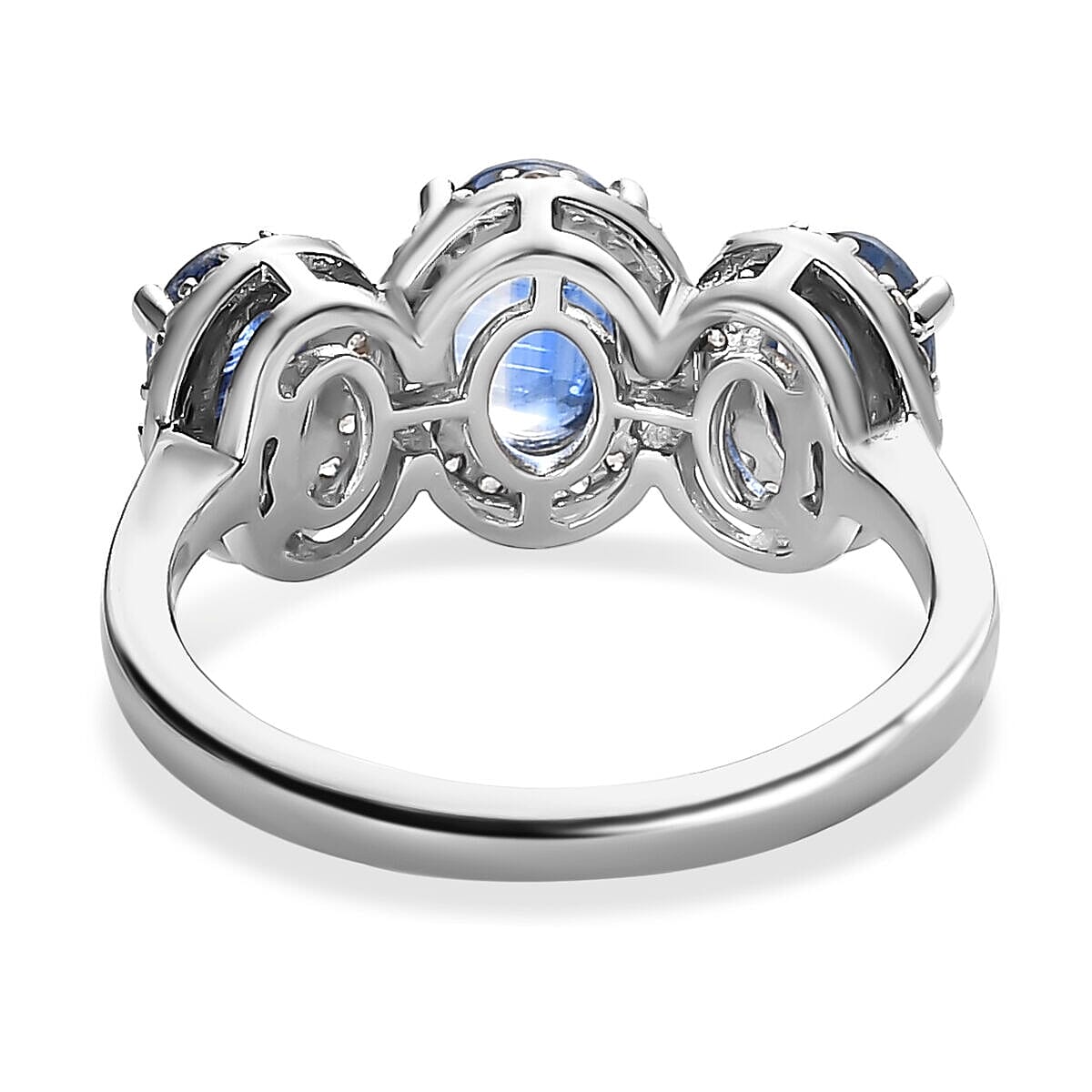Natural Kashmir Blue Kyanite and Natural Zircon Ring in Platinum Overlay Sterling Silver 2.30 Ct.