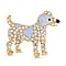 White Austrian Crystal and Black Austrian Crystal Enamelled Dog Brooch in Yellow Gold Tone.