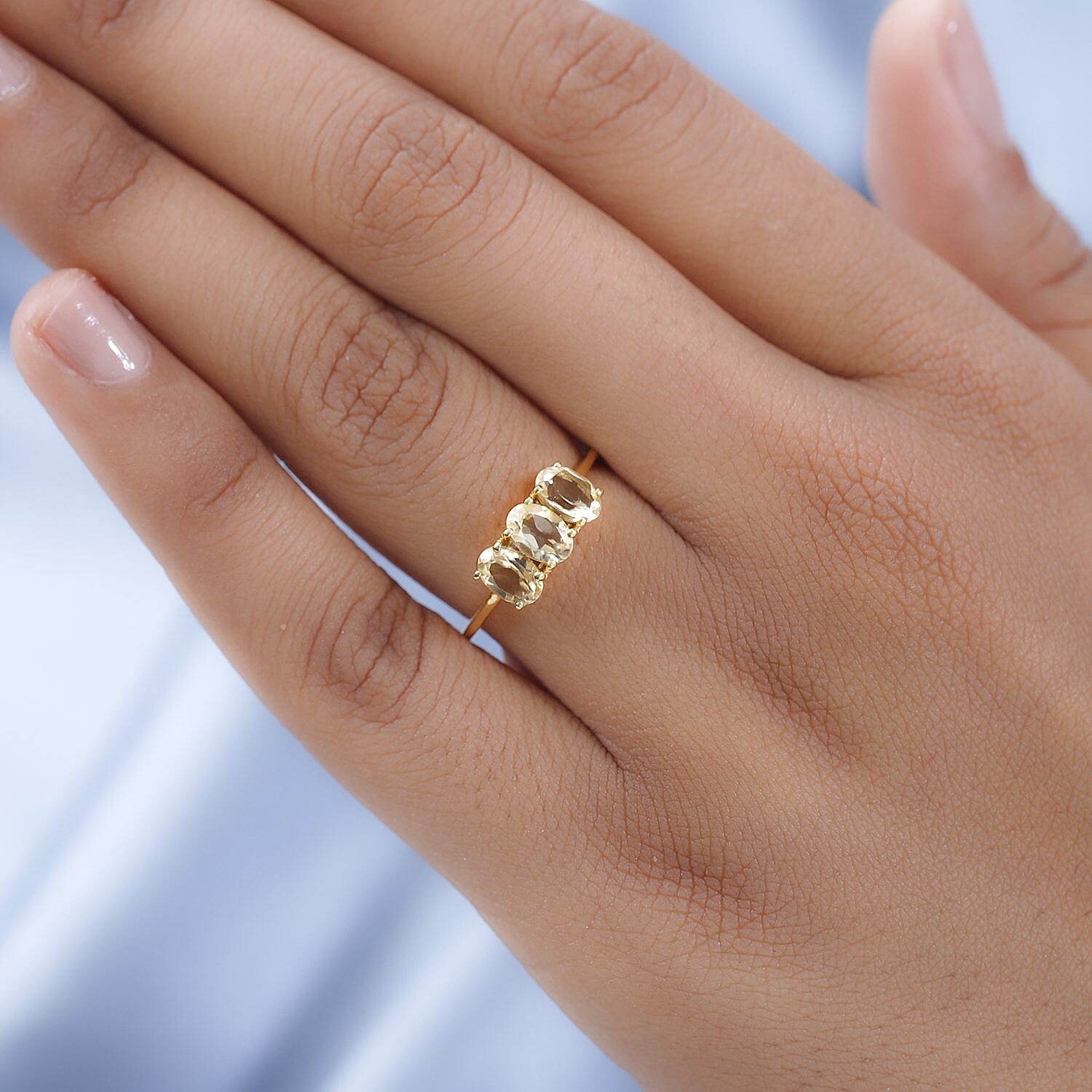 Citrine 3 Stone Ring in 18K Vermeil Yellow Gold Plated Sterling Silver 1.32 Ct. Citrine 3 Stone Ring in 18K Vermeil Yellow Gold Plated Sterling Silver 1.32 Ct.