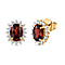 Natural Zircon and Mozambique Garnet Halo Stud Earrings in 18K Vermeil Yellow Gold Plated Sterling Silver 2.10 Ct.