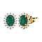 Hebei Peridot and Natural Zircon Halo Earrings in 18K Vermeil Yellow Gold Plated Sterling Silver 2.01 Ct.