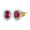 African Ruby (FF) and Natural Zircon Halo Earrings in 18K Vermeil Yellow Gold Plated Sterling Silver 3.28 Ct.