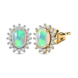 Amethyst February Birthstone Halo Stud Earrings with Cambodian Zircon in 18K Vermeil Yellow Gold Plated Sterling Silver