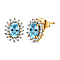 Aquamarine and Natural Zircon Halo Stud Earrings in 18K Vermeil Yellow Gold Plated Sterling Silver 1.60 Ct.