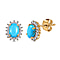 Ethiopian Welo Opal and Natural Zircon Halo Stud Earrings in 18K Vermeil Yellow Gold Plated Sterling Silver 2.01 Ct