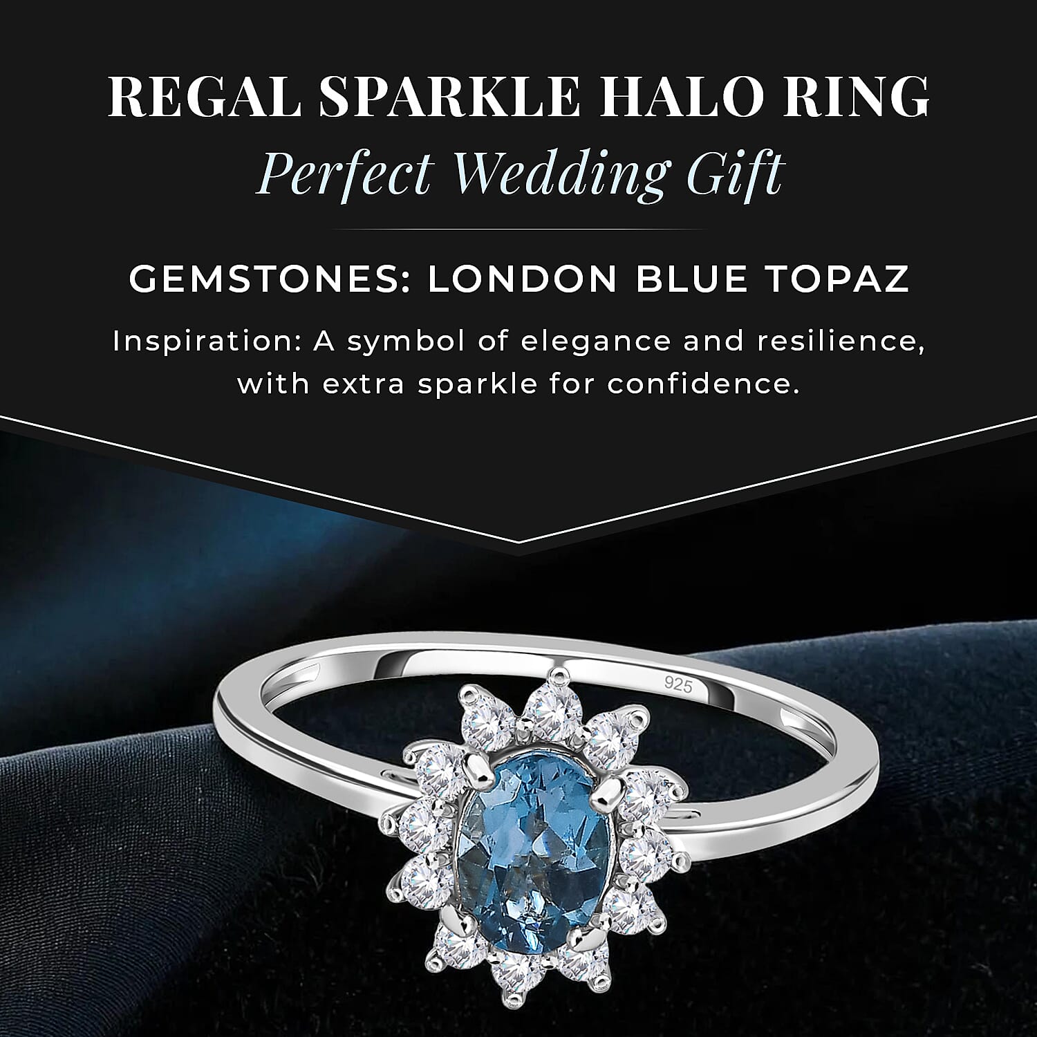 Princess Diana Inspired Halo Ring in Sterling Silver