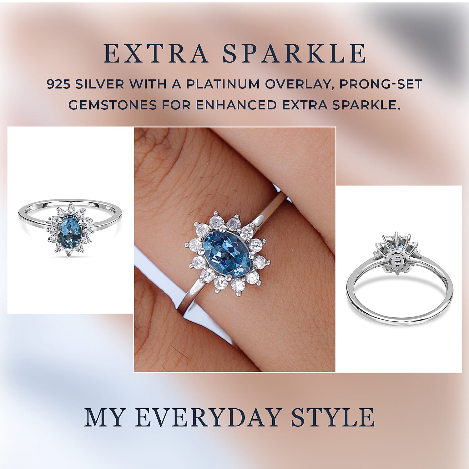 Princess Diana Inspired Halo Ring in Sterling Silver