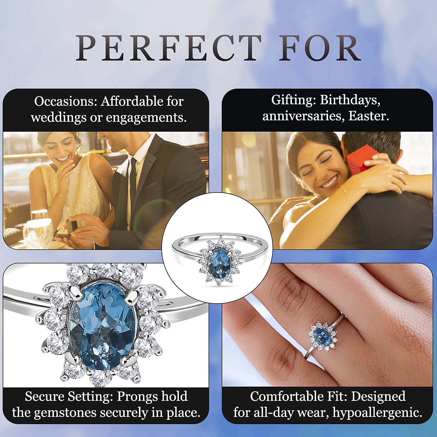 Princess Diana Inspired Halo Ring in Sterling Silver