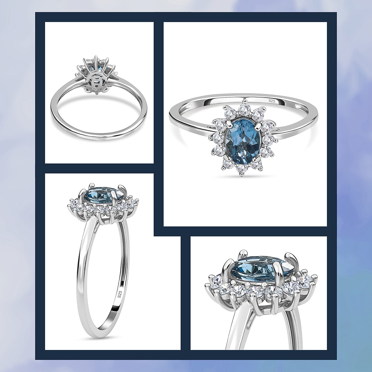 Princess Diana Inspired Halo Ring in Sterling Silver