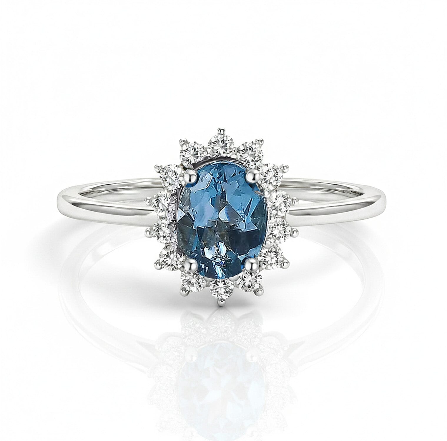 Princess Diana Inspired Halo Ring in Sterling Silver