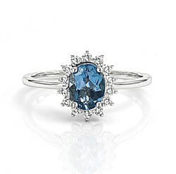 Designer Inspired Birthstone Halo Ring in Sterling Silver