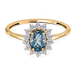 Designer Inspired Birthstone Halo Ring in Sterling Silver