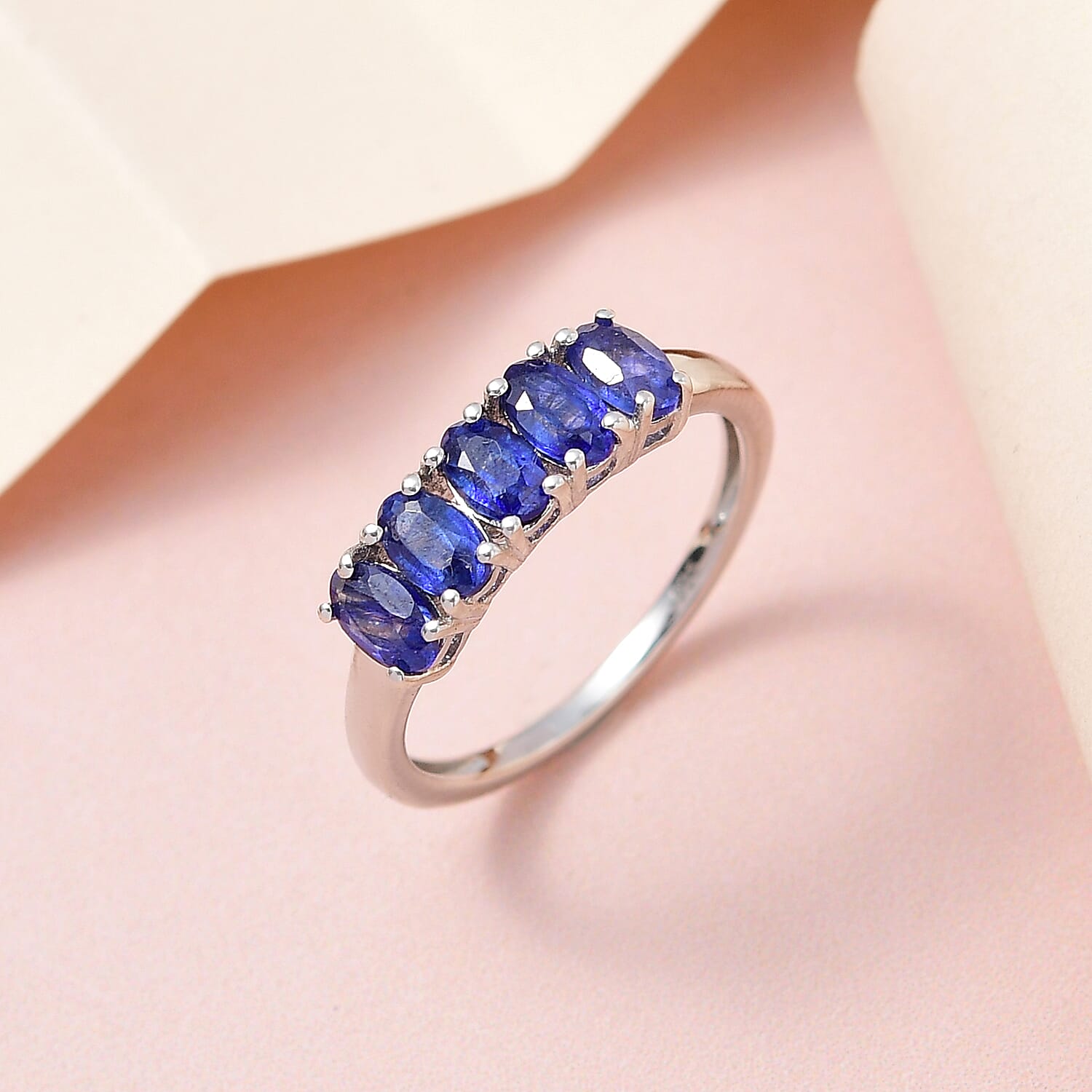 Masoala Sapphire 5 Stone Ring in Platinum Overlay Sterling Silver 1.71 Ct