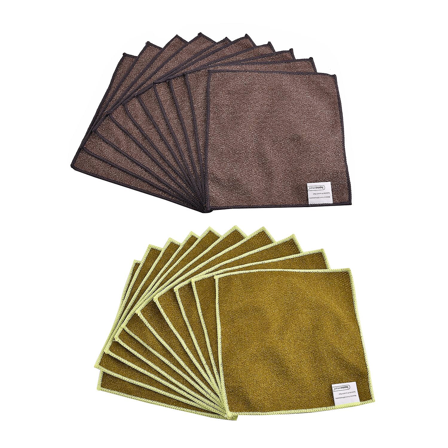Set of 20 - Double Sided Microfiber And Scratch Fibre Cloth - Brown and Green