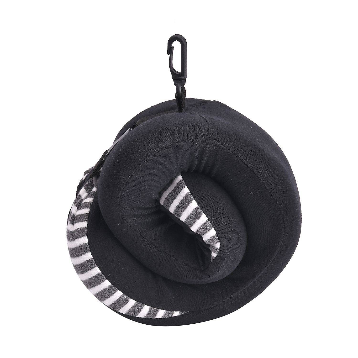 Memory Foam Neck Pillow with Buckle Closure (Size 22 Cm) - Black