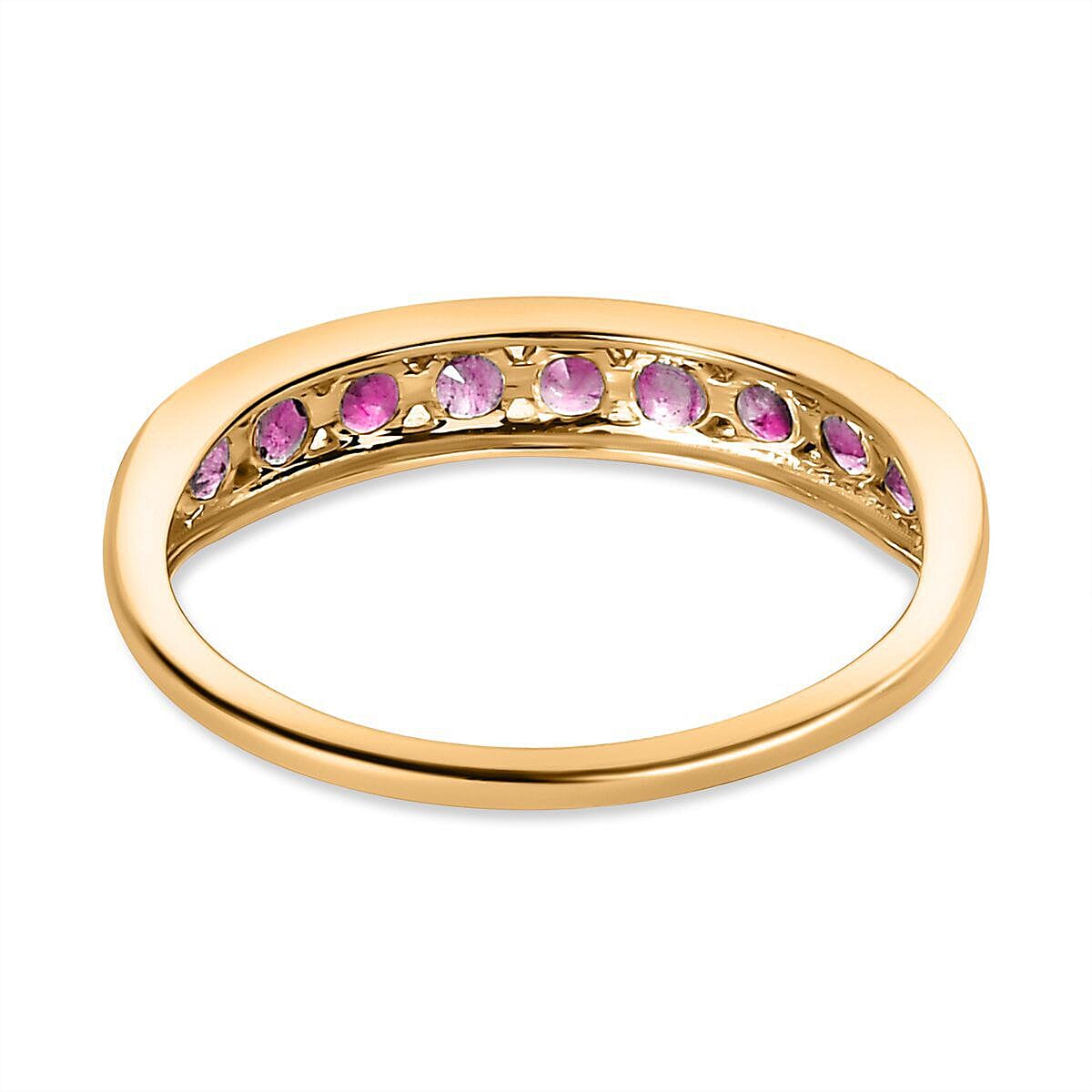 9K Yellow Gold African Ruby Half Eternity Band Ring